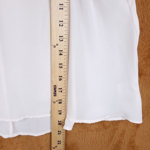 ASTR Womens Top Medium White Pullover Tank Sheer Rhinestone Beaded Sleeveless - Picture 7 of 8